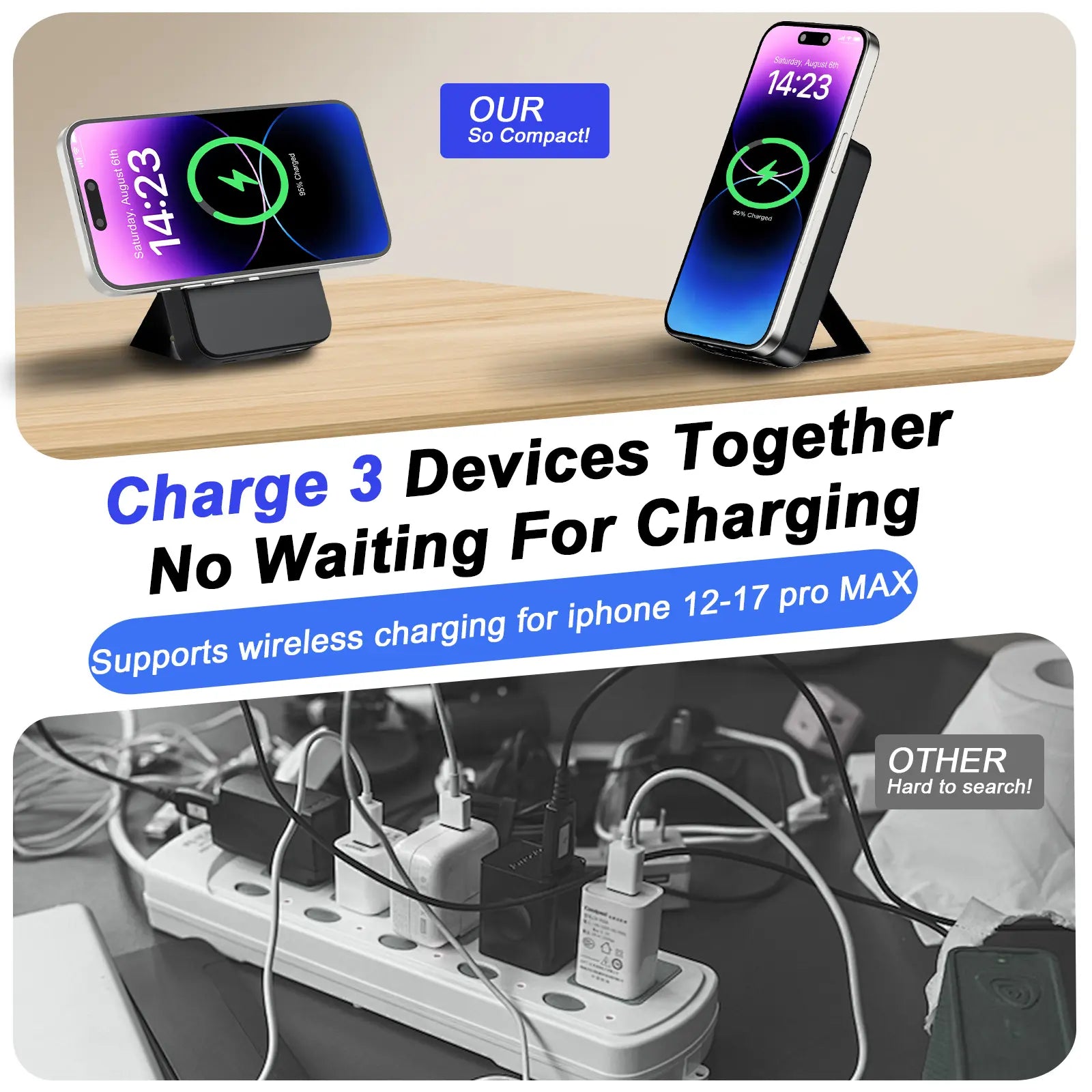Magnetic Portable Wireless Fast Charger, 10000Mah Smart Mobile Power Power Bank Wireless Battery Pack, 22.5 W PD Quick Charge with LED Display, Compatible with Iphone Series Travel Power Bank #GLOBAL PICKS