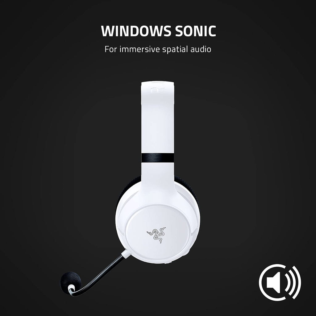 Kaira Wireless Gaming Headset for Xbox Series X|S, Xbox One: Triforce Titanium 50Mm Drivers - Cardioid Mic - Breathable Memory Foam Ear Cushions - EQ Pairing Button - Windows Sonic - White