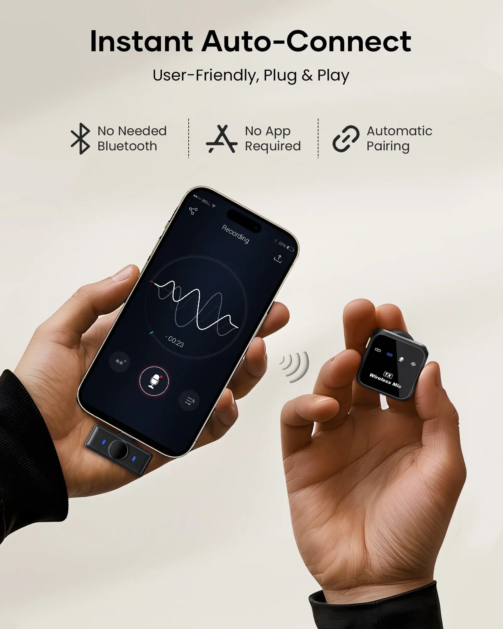 Dealsforyoudays！Kukiho Wireless Lavalier Microphone for Iphone Ipad Android with Charging Case Audio Smartphone Audio Smartphone