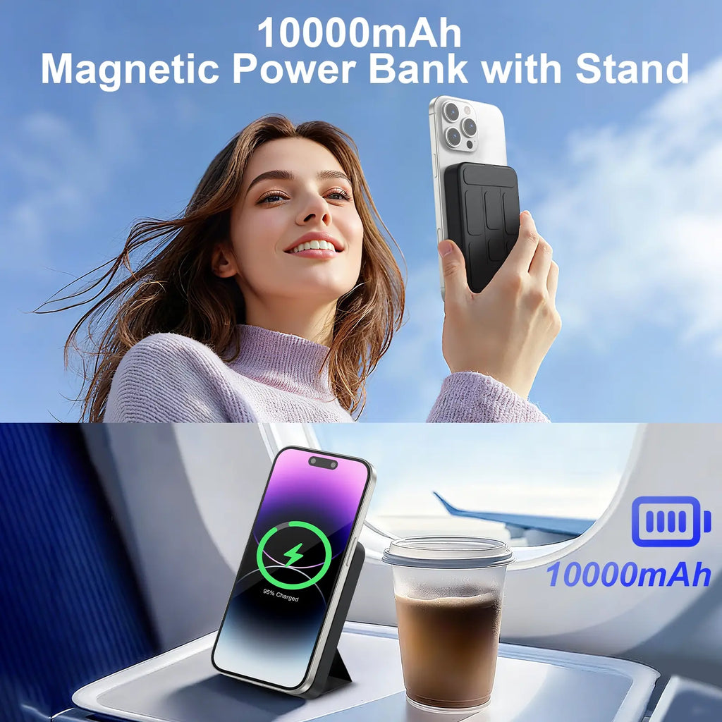 Magnetic Portable Wireless Fast Charger, 10000Mah Smart Mobile Power Power Bank Wireless Battery Pack, 22.5 W PD Quick Charge with LED Display, Compatible with Iphone Series Travel Power Bank #GLOBAL PICKS